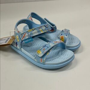 NWT Native Charley Print Sandal in Blue/Sky Carnival Size 7
